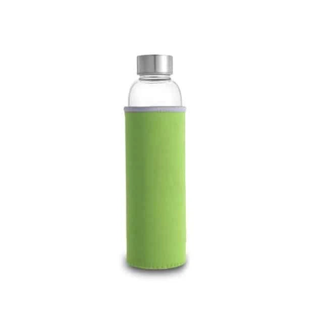 Premium minimalist glass sports water bottle in a variety of sizes and colours, designed for sustainable and stylish hydration