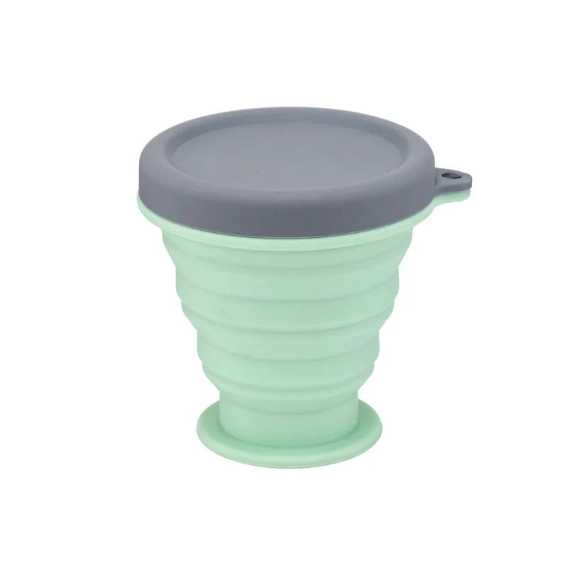Portable Silicone Telescopic Foldable Drink Folding Cup in Blue Colour