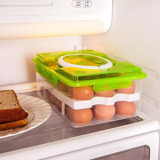 Spacious 2-Tier Plastic Egg Storage Box in Pink - Premium Egg Holder for Organised UK Kitchens