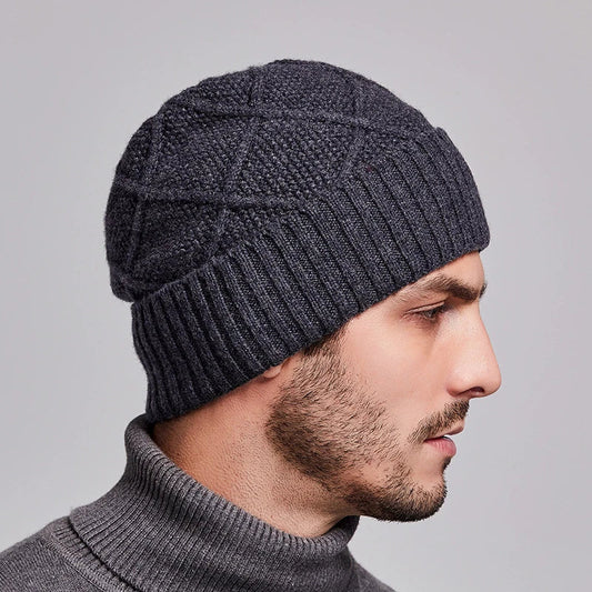 Premium knitted hat in various colours with a dome-shaped design, concave stripe pattern, and adjustable fit for warm outdoor fashion