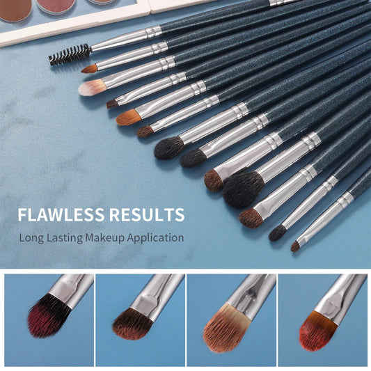 Premium 13-Piece Eye Makeup Brush Set with natural and synthetic bristles for flawless eye makeup application