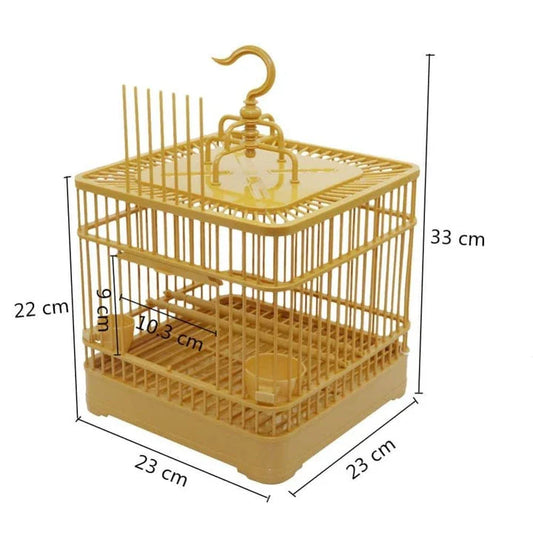 Premium Plastic Bird Cage Kit with Spacious Design, Durable Construction, and Stylish Gold Finish
