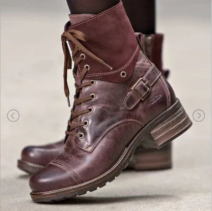 Stylish Martin boots with chic belt buckle accent, made with durable artificial PU upper and rubber sole for comfort and versatility.