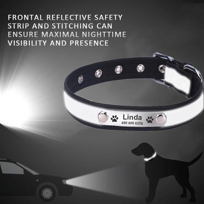 Premium Personalized Reflective Dog Collar in various colours and sizes, designed to enhance your canine's safety and style