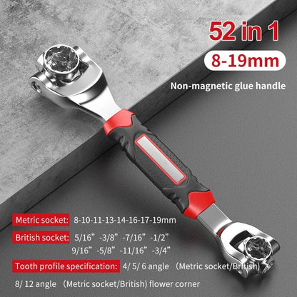 A versatile 52-in-1 socket wrench tool with a red finish, designed for comprehensive fastening needs and multipurpose functionality.