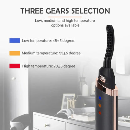 Quick-Heating USB Rechargeable Eyelash Curler with Adjustable Temperature Settings for Long-Lasting, Natural-Looking Curls