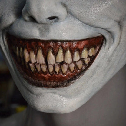A white-eyed demon mask made of environmentally friendly latex, perfect for Halloween parties and trick-or-treating.