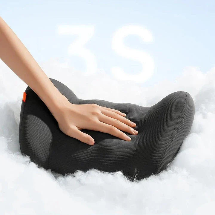 Premium car neck and lumbar support cushion with ergonomic 3D contoured design, memory foam and synthetic fibre for ultimate comfort