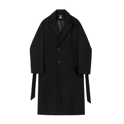 Premium British knee-length trench coat in classic black, featuring a relaxed, comfortable fit and made from a durable polyester-viscose blend.