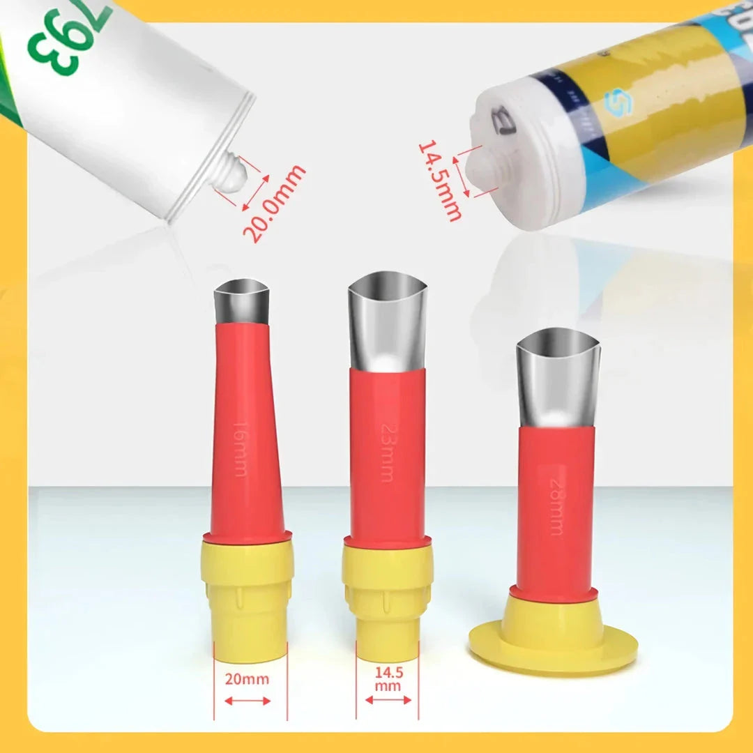 Premium Stainless Steel Caulk Nozzle Applicator Set with a variety of nozzle sizes for home DIY and renovation projects