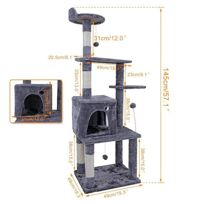A four-layer cat scratching post made of durable wood and rope, providing multiple levels for your cat to enjoy their natural scratching behaviour.