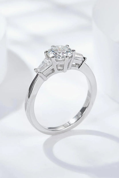 Captivating moissanite and platinum-plated ring with a sleek, minimalist design