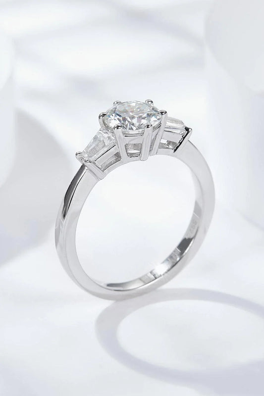 Captivating moissanite and platinum-plated ring with a sleek, minimalist design