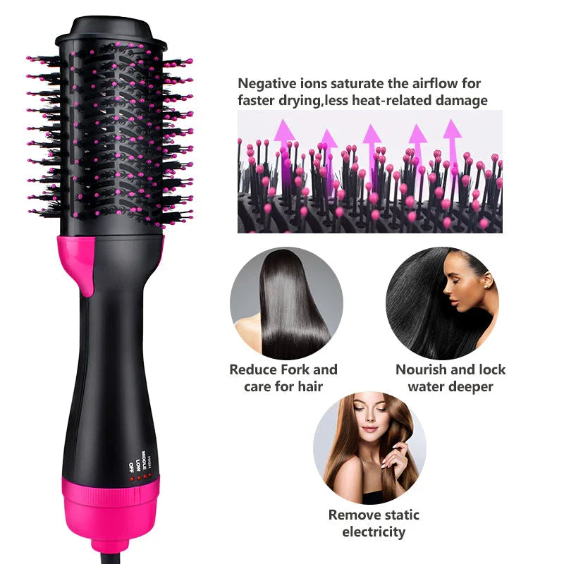 A 3-in-1 hair styling tool that combines a hair dryer, volumizer, and curler for salon-quality results at home