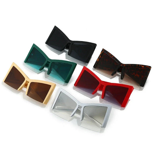 Irregular semi-rimless sunglasses with UV400 protection, offering a unique and stylish design for both men and women