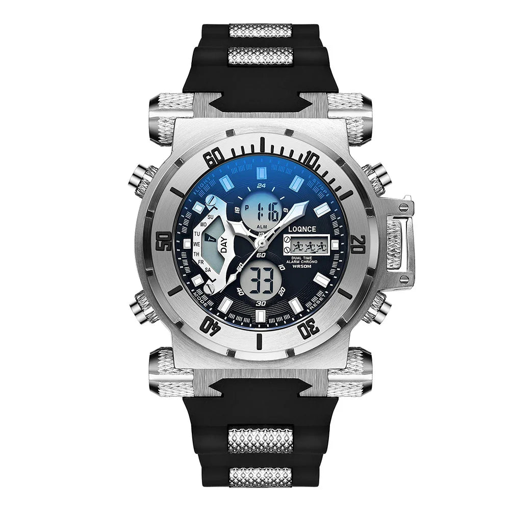 Premium chronograph watch with dual display, luminous face, and comprehensive smart features for the modern gentleman