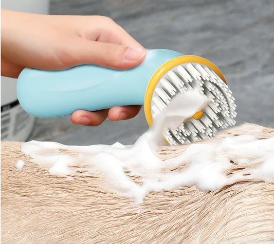 Premium hand-held pet bath brush with soft bristles and ergonomic grip for gentle grooming and cleaning