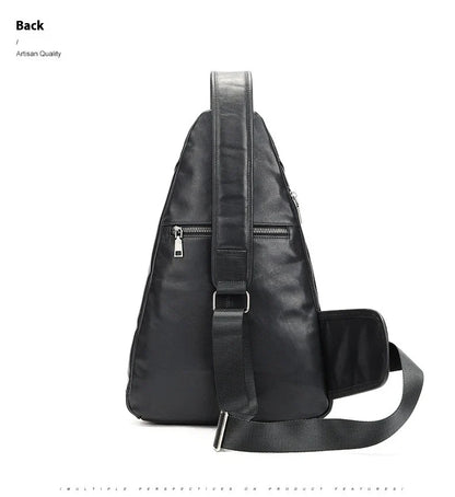 Premium cowhide messenger bag with brushed skeleton-skin design, large capacity, and adjustable shoulder strap