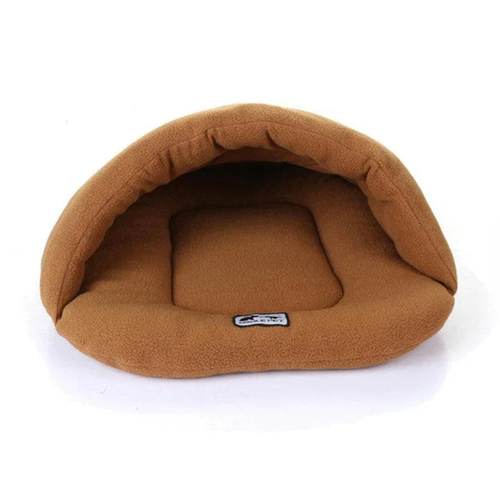Cosy and comfortable fleece pet bed with plush cushion in a range of soothing colours