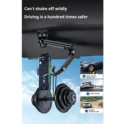 Premium 360-degree adjustable car phone holder for rearview mirror, featuring a durable and versatile design for secure smartphone mounting