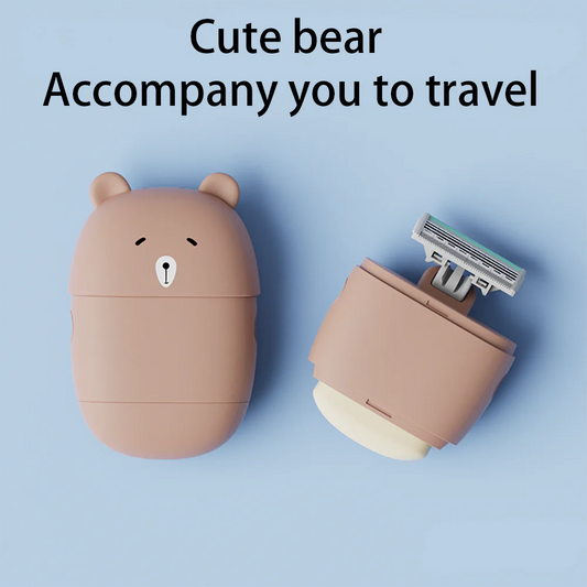 Portable Cute Bear Razor Set for Women with Safety Blades and Moisturising Soap