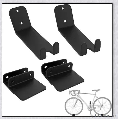 Sturdy black carbon steel bicycle wall mount rack for securing bikes and mountain bikes to the wall