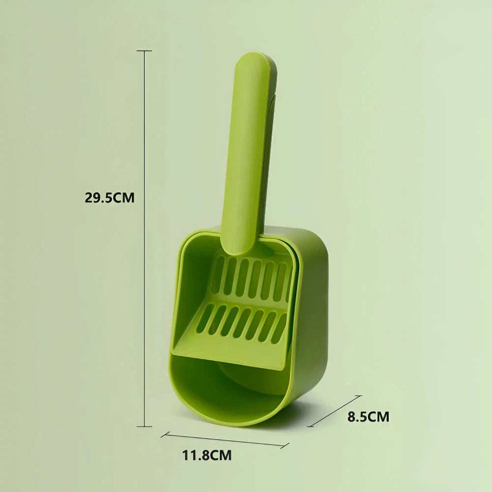 Premium Plastic Cat Litter Scoop with Self-Cleaning Base for Effortless Litter Box Cleaning