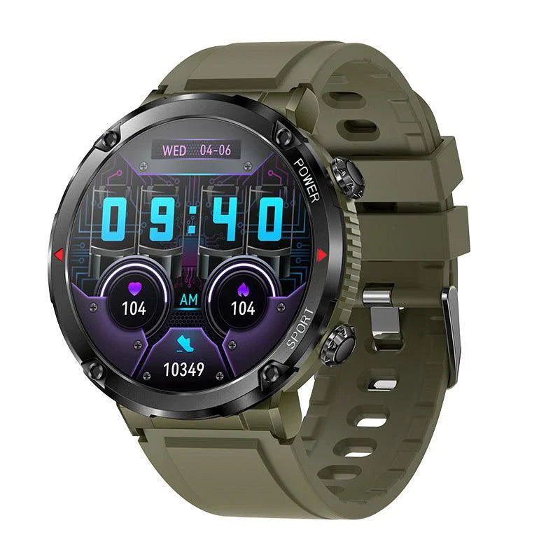 Premium HD smart watch with comprehensive health tracking features including heart rate, blood pressure, and step counting