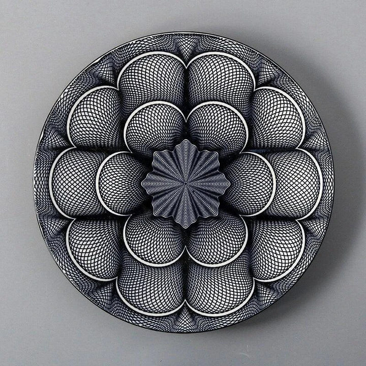 Elegant ceramic plates with vibrant, whimsical prints in a variety of enchanting designs