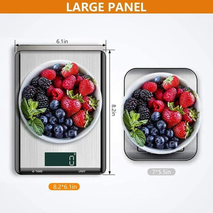 Premium stainless steel digital kitchen scale with large display for precise cooking and baking measurements