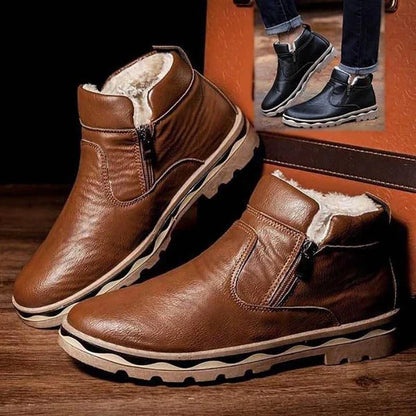 Stylish men's casual Martin boots in black and brown, featuring a timeless British-inspired design with a durable rubber sole and soft, supple artificial PU upper.