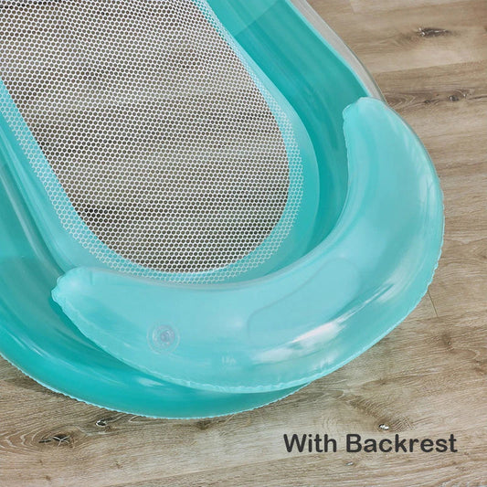 Premium inflatable water lounger with supportive backrest, perfect for relaxing in the pool or at the beach