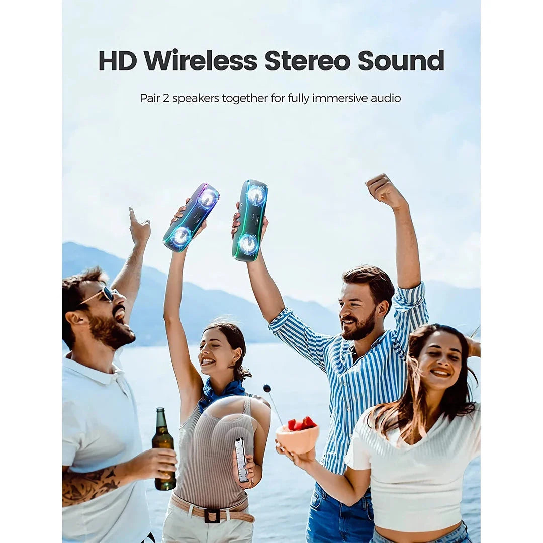 Premium Portable Outdoor Bluetooth Speaker with 25W Stereo Sound and Colour-Changing Lights