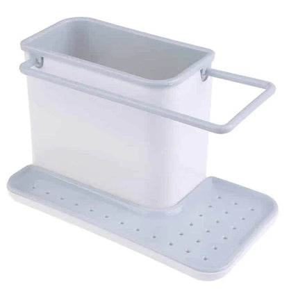 A premium multifunctional kitchen organiser with storage compartments, a towel rail, and a drip tray for keeping your sink area tidy and organised.