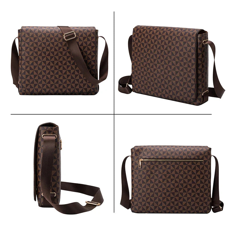 Premium quality PU leather business commuter bag with multiple compartments and adjustable shoulder strap for organised and comfortable transportation of essentials