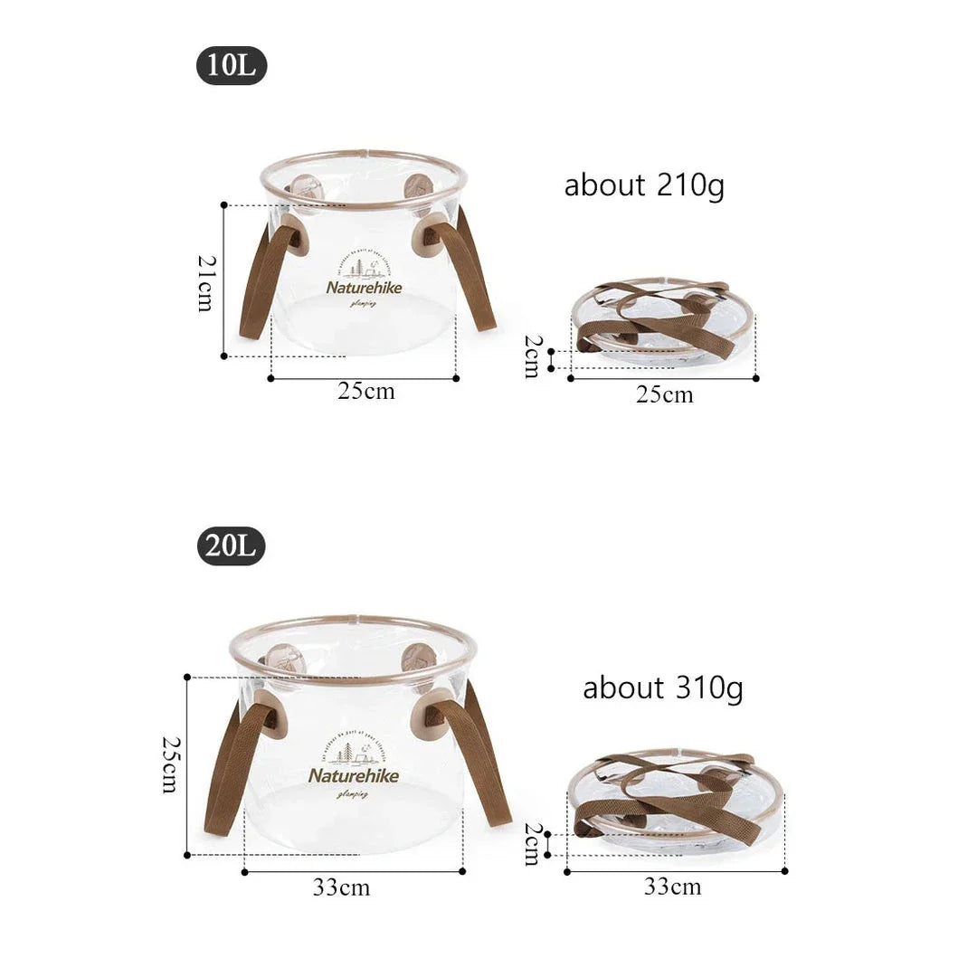 Premium portable transparent folding bucket for outdoor adventures, camping, and household tasks