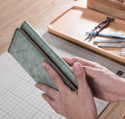 Premium handcrafted leather wallet with mist wax finish, featuring a vintage-inspired design and ample storage for cards and cash