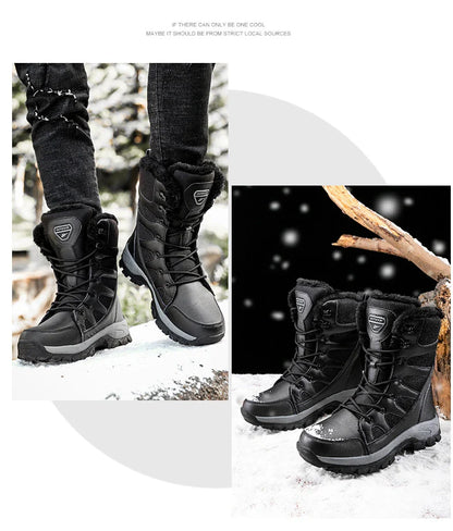 Rugged and insulated winter boots designed for the adventurous British man, featuring a durable, water-resistant outer shell and a flexible, supportive design.