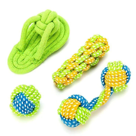 Premium Eco-Friendly Cotton Rope Dog Toy in green-orange colour