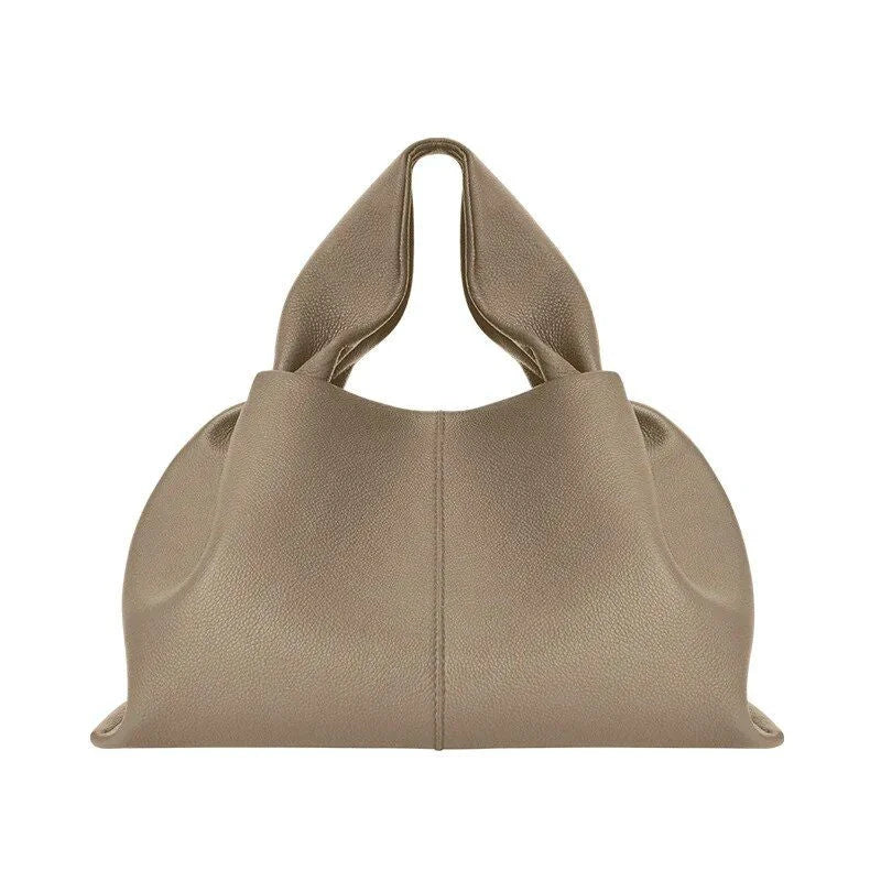 Sophisticated ruched pleated PU leather tote bag in beige, grey, and black colours