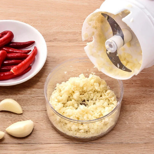 A high-quality manual food processor with sharp blades for effortlessly chopping, mincing, and processing a variety of ingredients.
