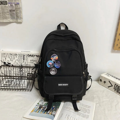Stylish college and school backpack with ample storage capacity, durable nylon construction, and modern design features