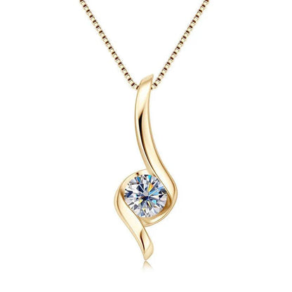 Elegant sterling silver diamond-inspired necklace with a sleek, geometric design
