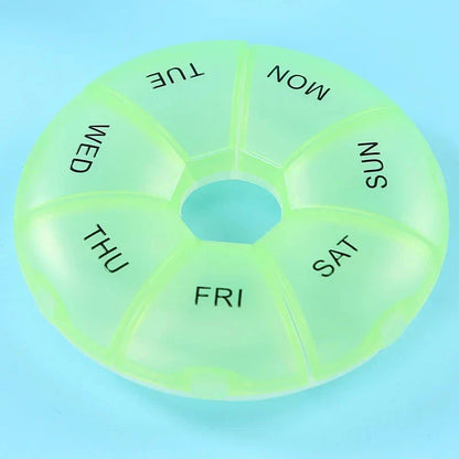Compact 7-Day Pill Organiser with Yellow Lid - Portable Travel Case for Tablets and Medications