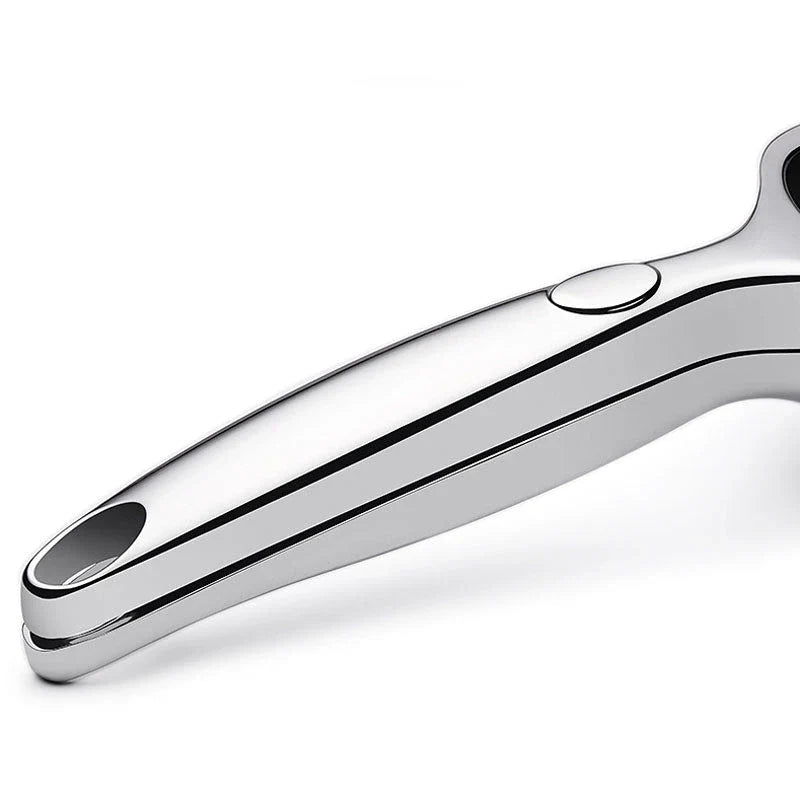 A high-quality manual lemon squeezer made of stainless steel for extracting fresh citrus juice