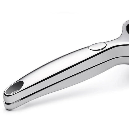 A high-quality manual lemon squeezer made of stainless steel for extracting fresh citrus juice