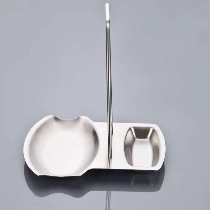 Premium stainless steel cooking utensils and pan lid rack for organised and elegant kitchen storage