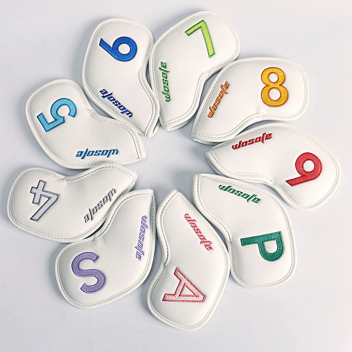 Premium printed golf iron covers in a variety of vibrant colours, designed to protect clubs and showcase personal style