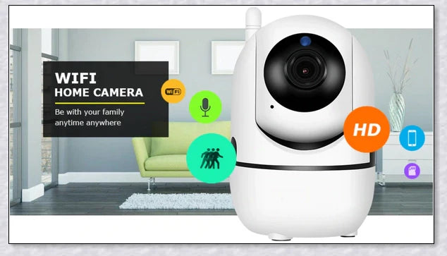 Intelligent indoor security camera with 360-degree panoramic coverage, auto-tracking, and remote access capabilities