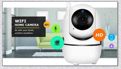 Intelligent indoor security camera with 360-degree panoramic coverage, auto-tracking, and remote access capabilities
